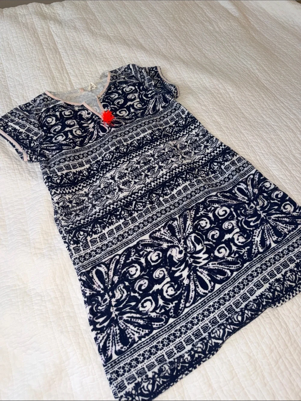 Navy and White Short Sleeve Swim Cover up